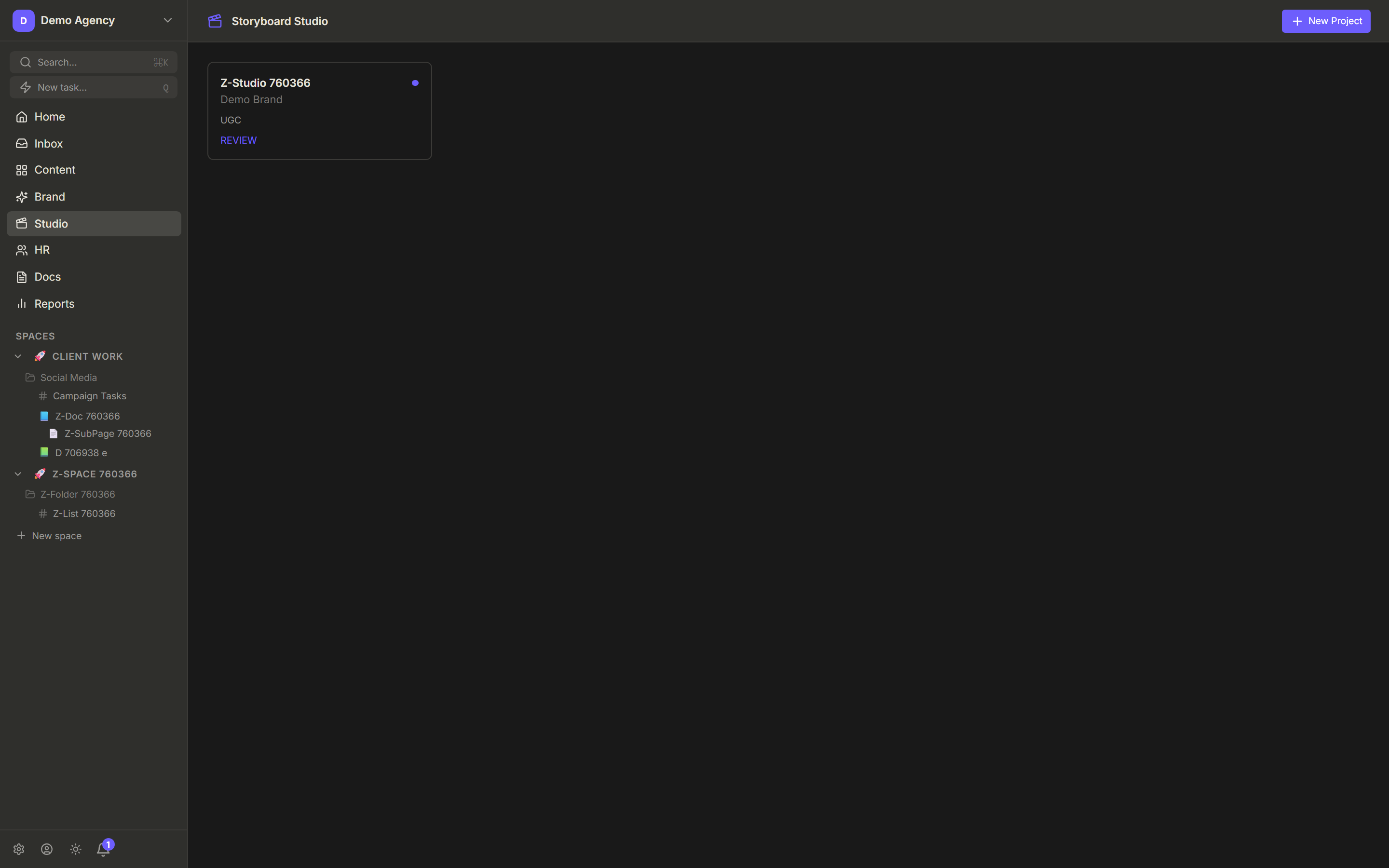 The NOS Studio module for building AI video ads from a brief.
